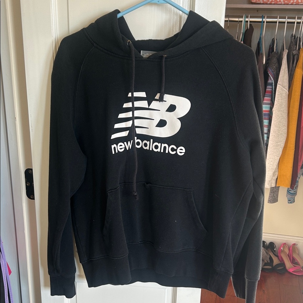 New Balance Black and White Logo Hoodie